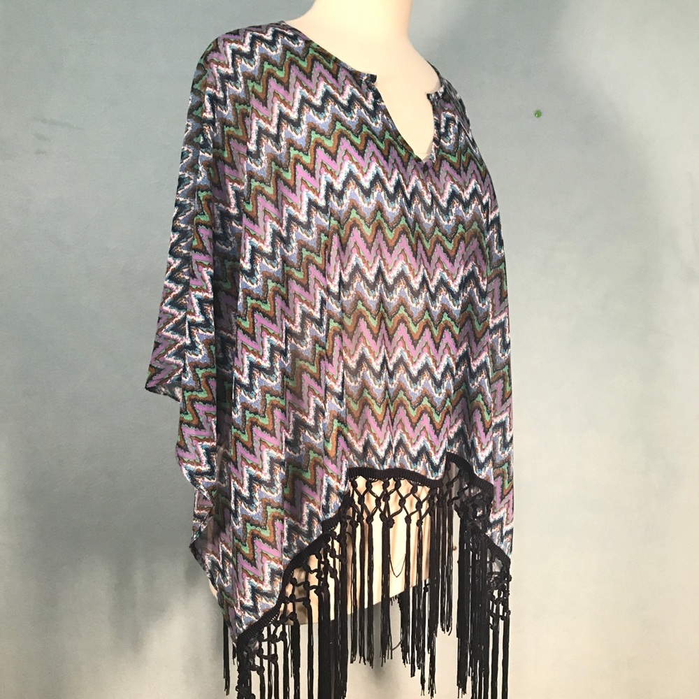 Steve Madden Fringe Poncho OS